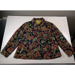 Analogy Plus Women's Blazer 1X Jacket Colorful Career Plus Size Button Boho Art